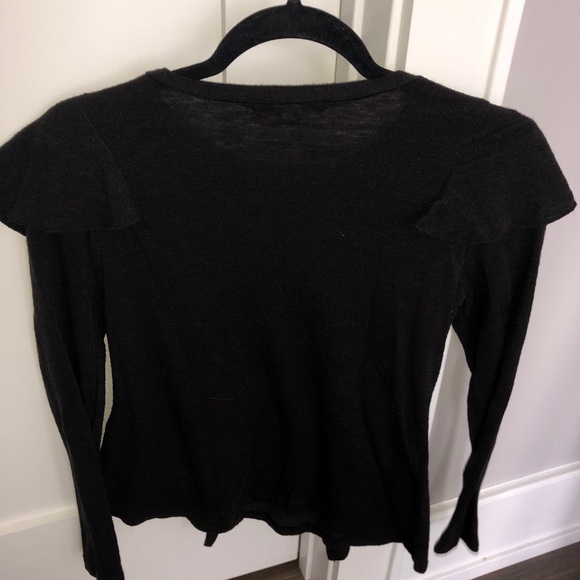 Black ruffle long sleeve top - Picture 2 of 2